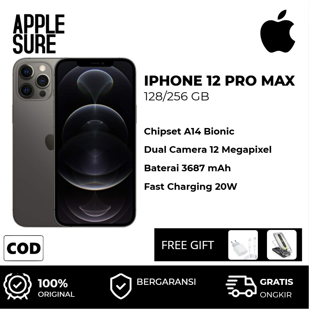HP Apple iPhone 12 PRO MAX 128GB 256GB FULLSET SECOND HAND INTERNASIONAL ORI BERGARANSI CYBERMALL