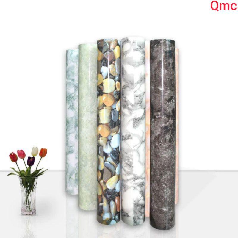 Stiker lantai Marmer Tekstur Kayu Tebal Lebar 122 Cm Dapur Anti Panas Minyak Anti Noda Pelapis Meja 