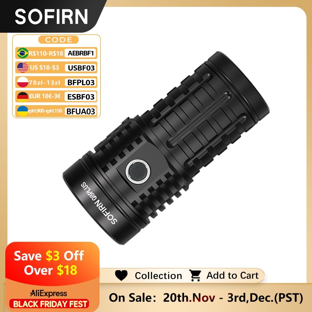 Sofirn Q8 Plus 6*XHP50.2 LED Torch 21700 USB C Rechargeable 16000lm Powerful Flashlight EDC Portable