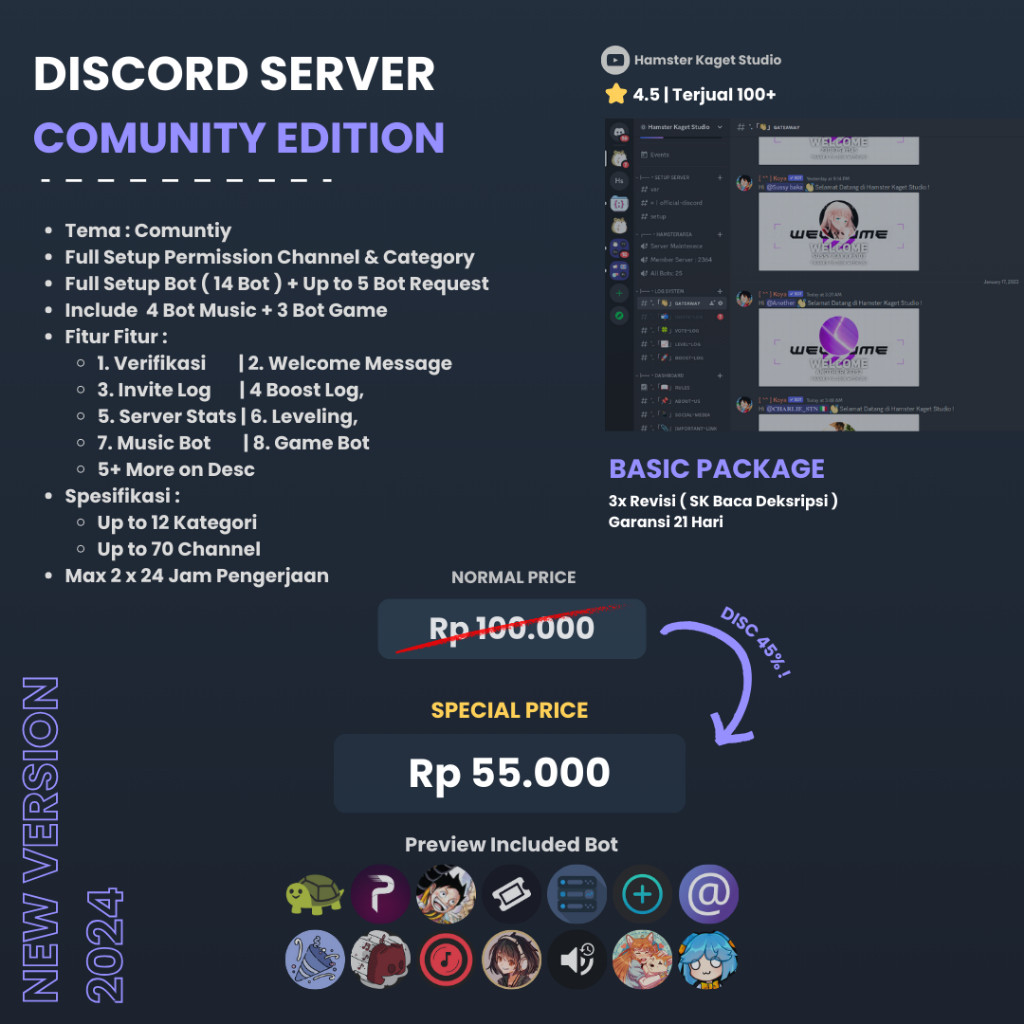DISCORD SERVER COMUNITY EDITION | FULL SETUP  BOT | SERVER DISCORD FULL SETUP  - HK Studio