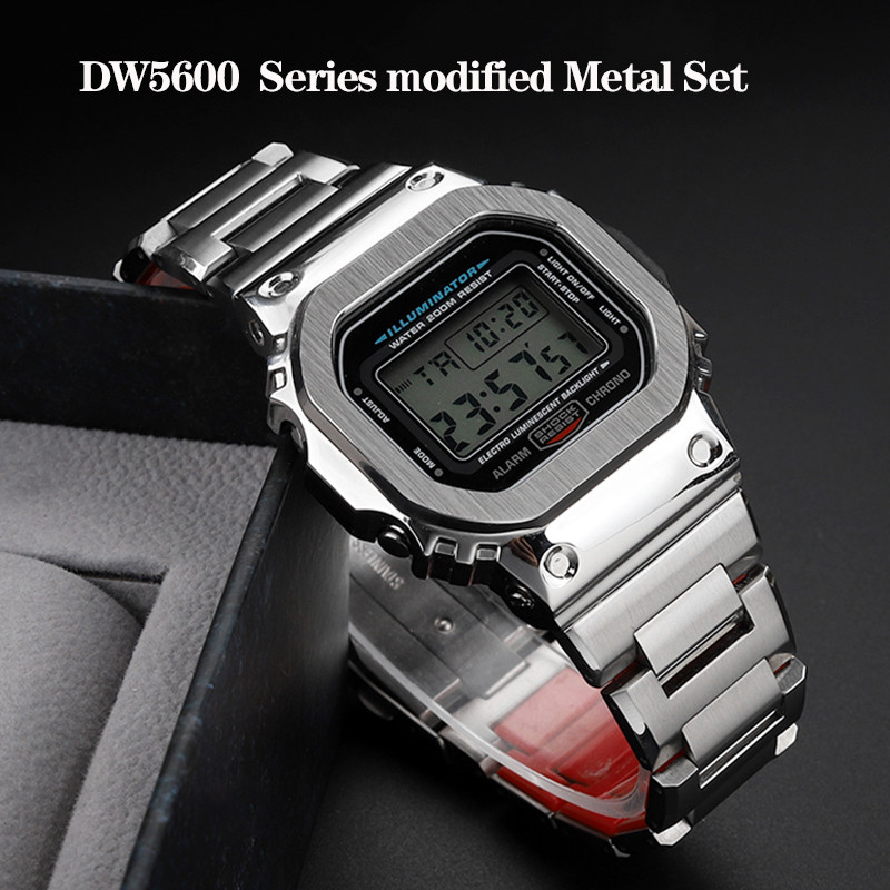 DW-5600 Stainless Steel Wat Strap Case For G-SHOCK 3229 Casio DW5600 GW-B5600 GW-M5610 Mofied Red Bo