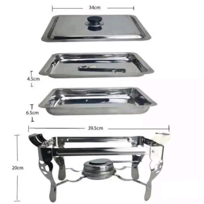 warmer square pan 2 layer wadah saji tempat prasmanan 2layer / prasmanan jumbo pan stove prasmanan k