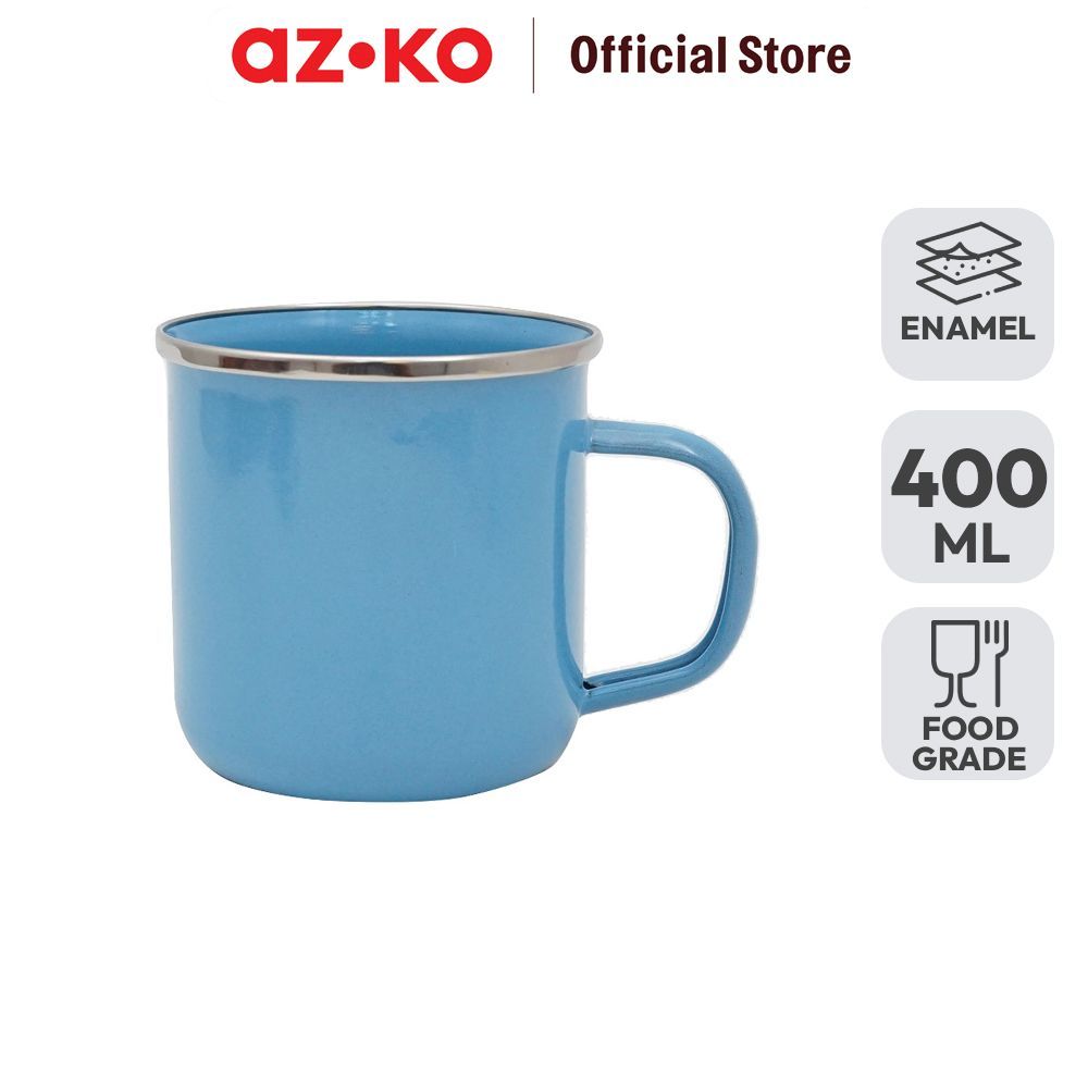 AZKO Kichero Mug Enamel 400 ml - Biru Gelas Minum Tea Cangkir Kopi Wadah Minuman Coffee Cup Teh