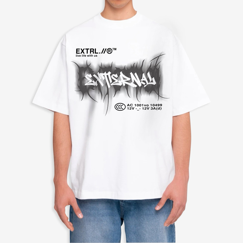[COD] T-shirt Oversize Kaos Pria Wanita Distro Unisex Katun 24s External Gothic