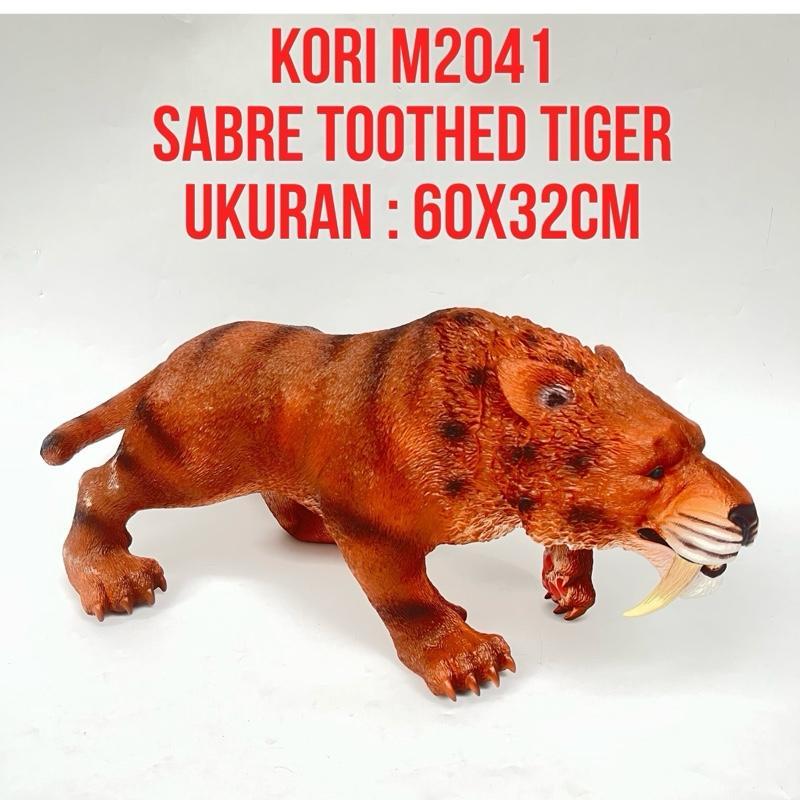 KORI Sabre Toothed Tiger Smilodon | Soft Vinyl Cotton Filling | Besar 60x32cm Berat 4Kg  | Mainan Fi