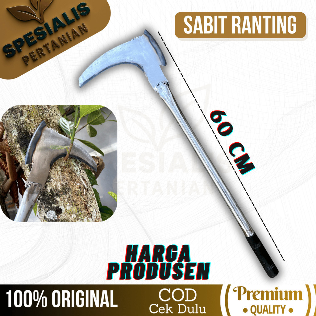 Sabit Pemangkas Rumput & Ranting dari Baja AsliBaja 2 Sisi Tajam – Panjang 40 cm | Tebas & Potong Ra