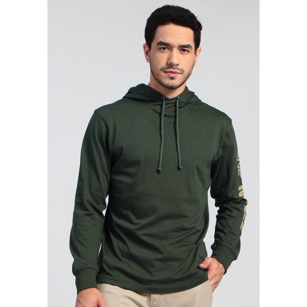 Kaos MGEE Pria Lengan Panjang Hodie Squad Olive