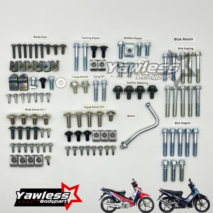 BARU Baut Supra X 125 Fullset Baud Honda Sesuai Gambar - Alchemist Gaspoll - FULLSET + BLOK MESIN