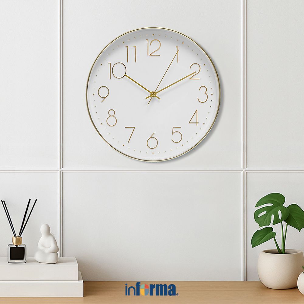 Informa 30 cm Jam Dinding Mc - Gold Wall Clock Jam Tembok Aesthetic Dekorasi Rumah Hiasan Dinding