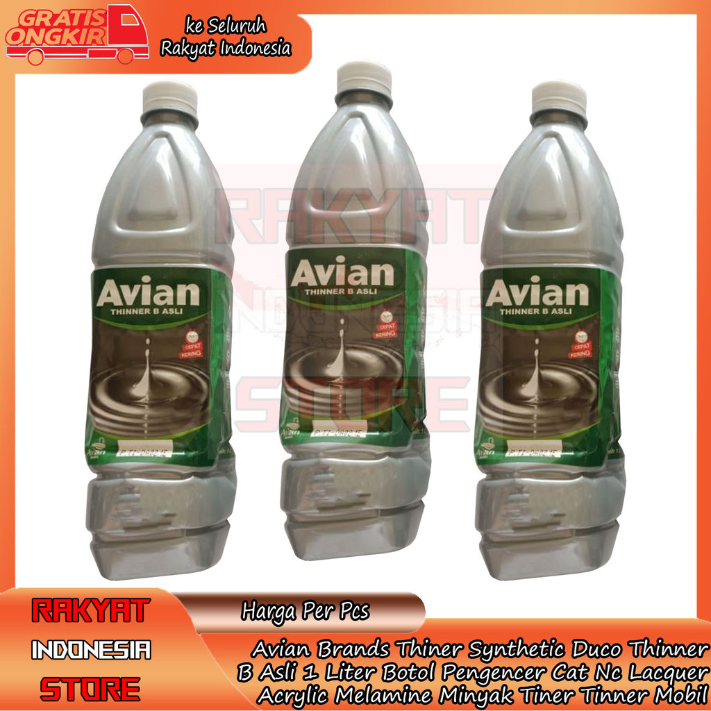 Avian Brands Tiner Botol Tinner Synthetic Duco Thinner B Asli 1 Liter Pengencer Cat Nc Lacquer Acryl