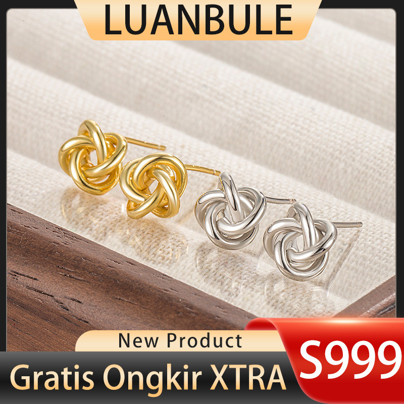LUANBULE Anting Perak S999 Berongga Emas