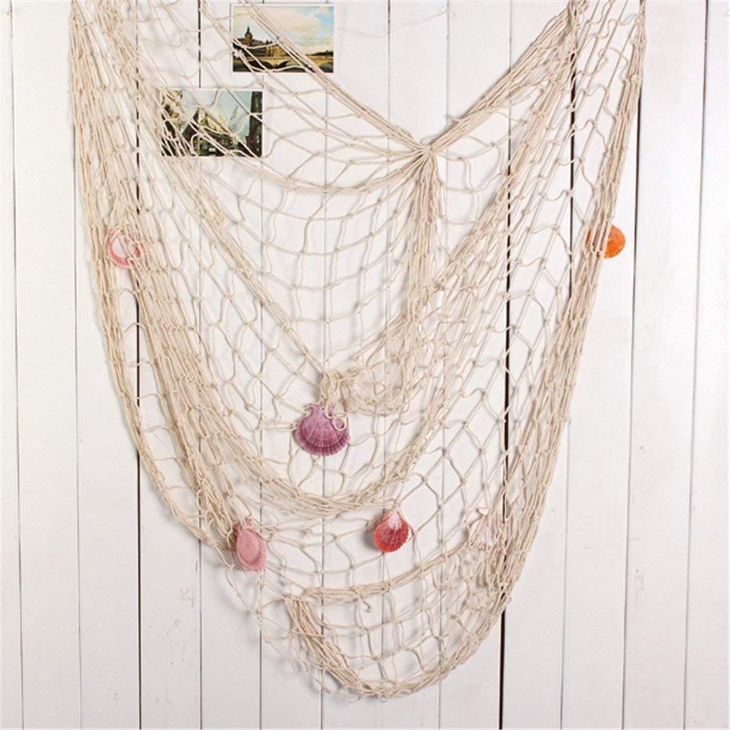Nautical Fishing Net Wall Decor with Sea Shells And Starfish Ocean Theme Hanging Home Decor for unde