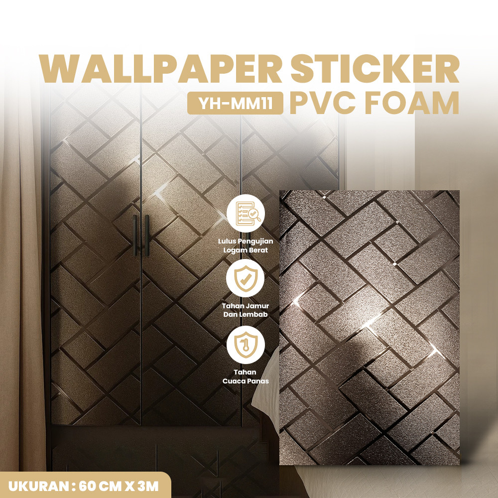 Wallpaper Dinding Foam Vinyl Motif Marmer - Stiker Dinding Wallfoam Pvc Anti Air & Tebal 60cm x 3m