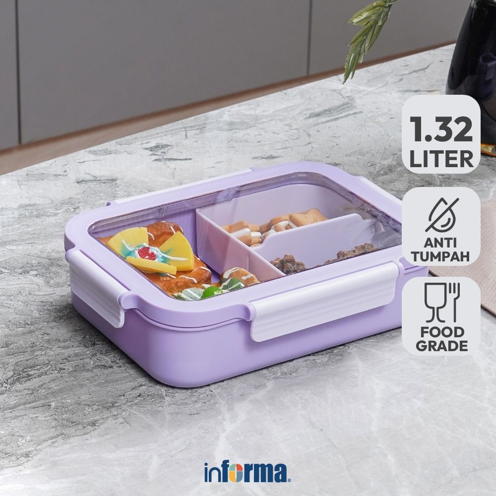 Informa Appetite 1.32 ltr Cara Kotak Makan 3 Sekat - Ungu Lunch Box Food Grade Food Box Kotak Bekal 