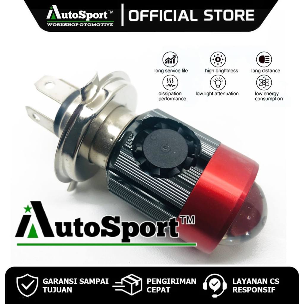 Lampu Utama LED H4 - Lampu depan tipe Laser + Kipas Pendingin - Lampu utama Motor