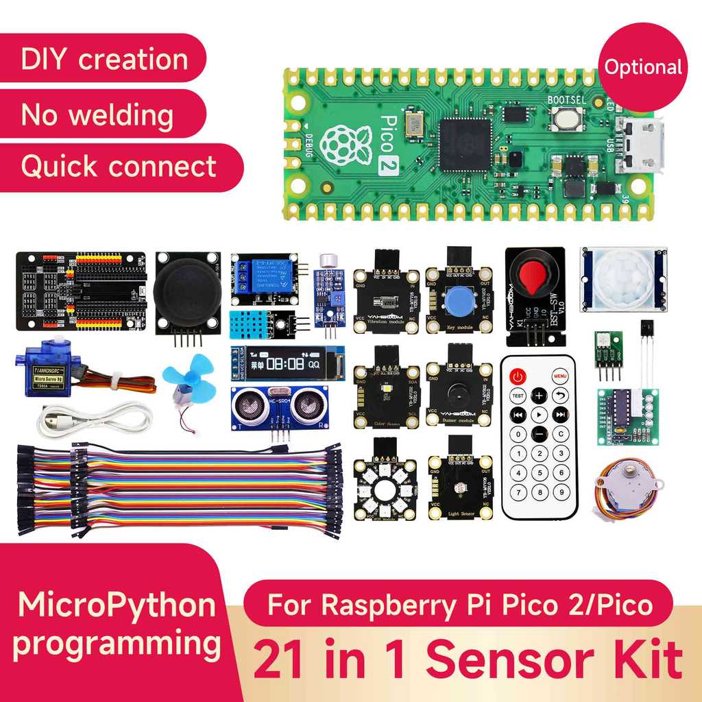Yahboom Sensor Starter Kit Learning Kit for Raspberry Pi Pico2 STEM Y Projects Programming Kit