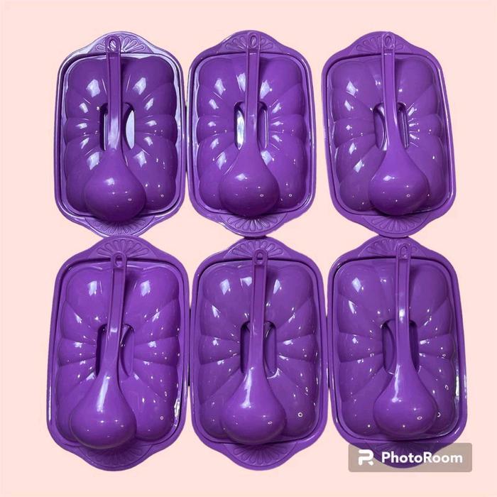 PRASMANAN / WADAH SAYUR / BASI KOTAK SET 12 PCS (6 KOTAK BASI + 6 CENTONG ) Biru Hijau Pink ungu pir