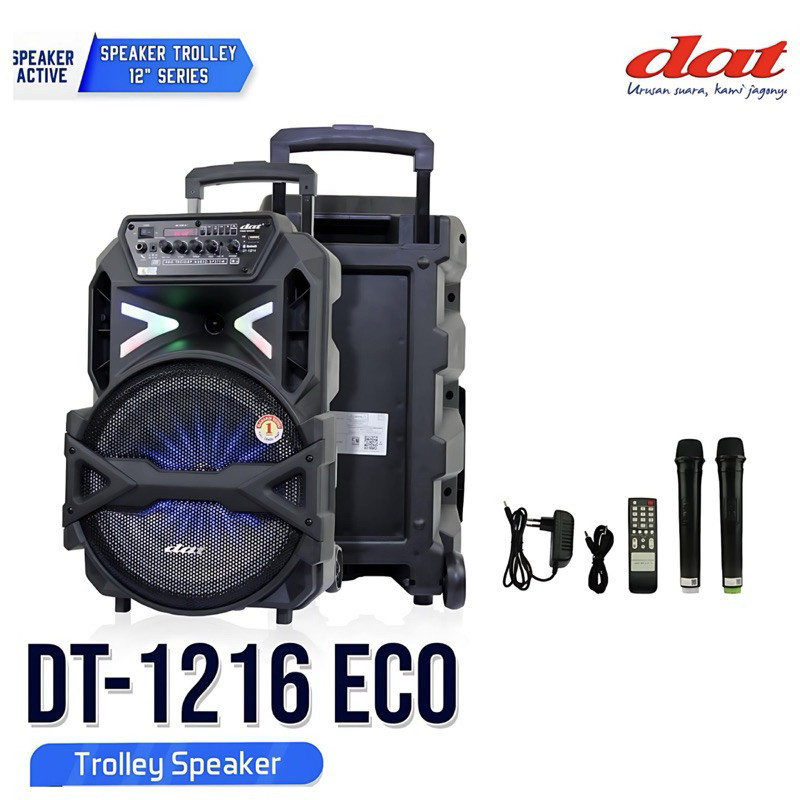 Speaker Aktif 12 Inch DT-1216 ECO DAT 2 mic wireless /Bluetooth Portabel 12 in full bass