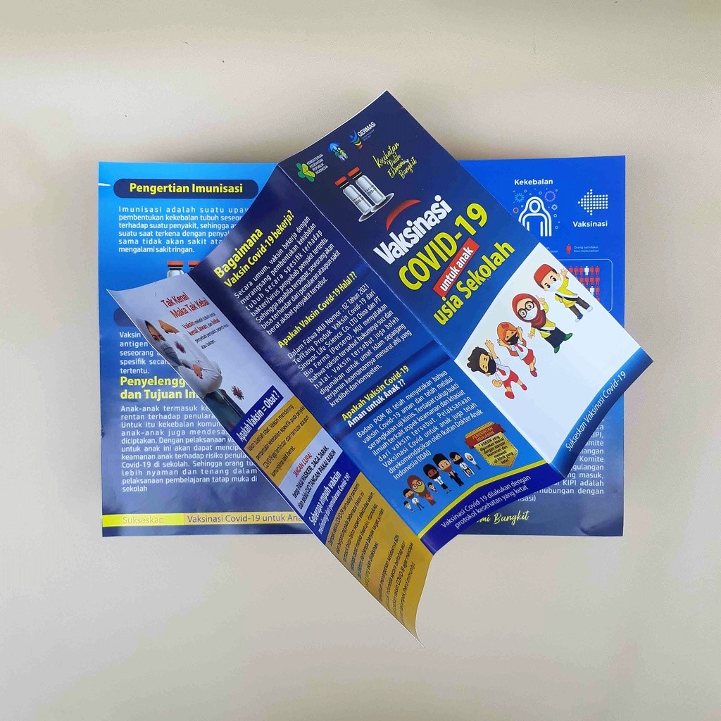 Leaflet | Brosur Vaksinasi Covid Anak Usia Sekolah, Leaflet Mengenal Vaksinasi Anak