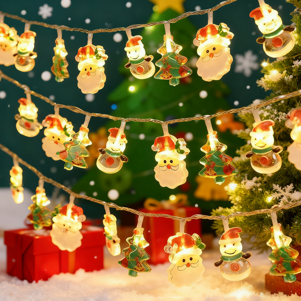 2M Lampu Tumblr LED Natal / Motif Santa Snowman Pohon Rusa Panjang / Dekorasi Hiasan Pohon Natal