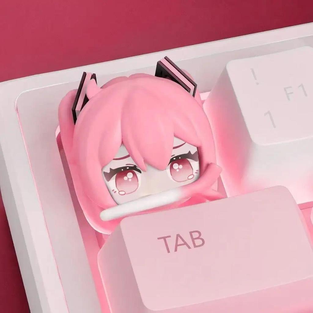 Cute Hatsune Miku DIY Keycaps Anime Personality Cross Axis PBT Mechanical Keyboard Keycap Decoration