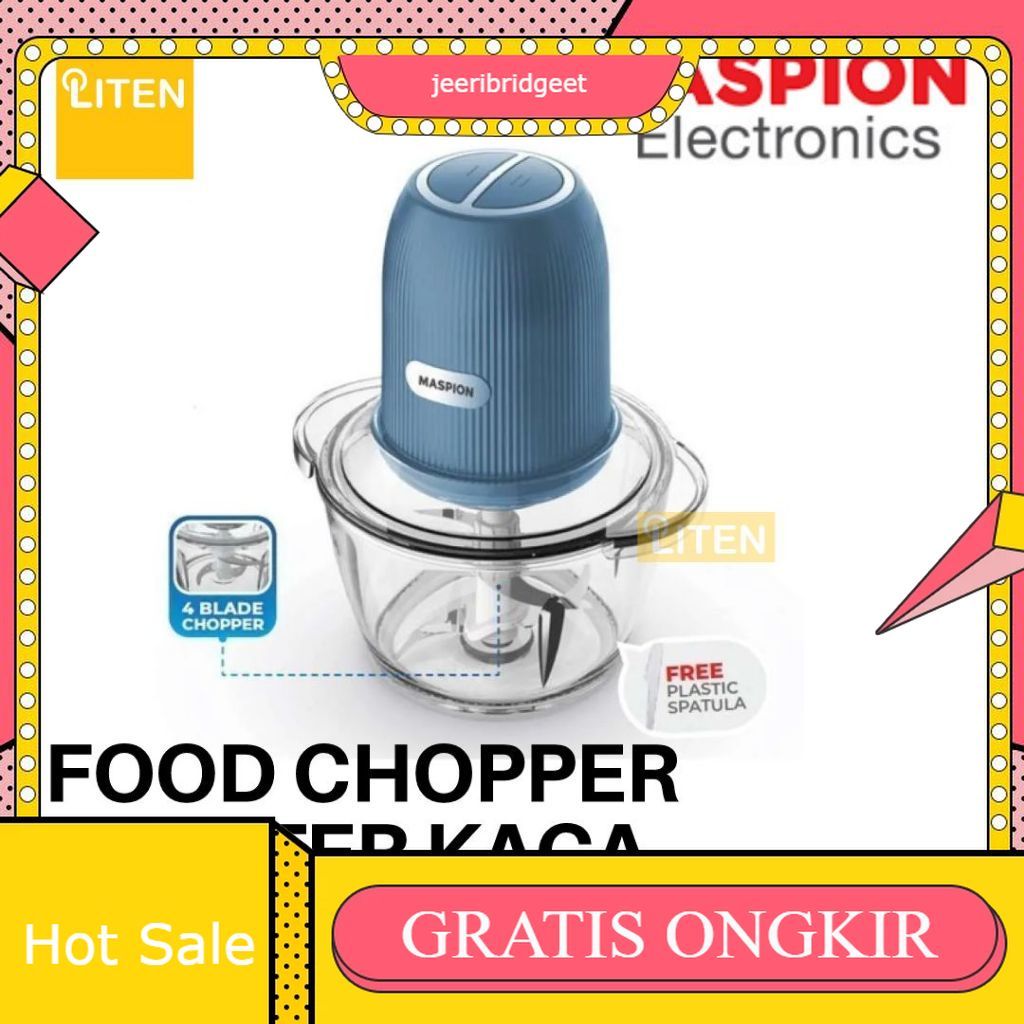 Penggiling Daging 1.2L MASPION Blender Chopper Penggiling Daging Listrik 250W Food Chopper 1.2 Liter