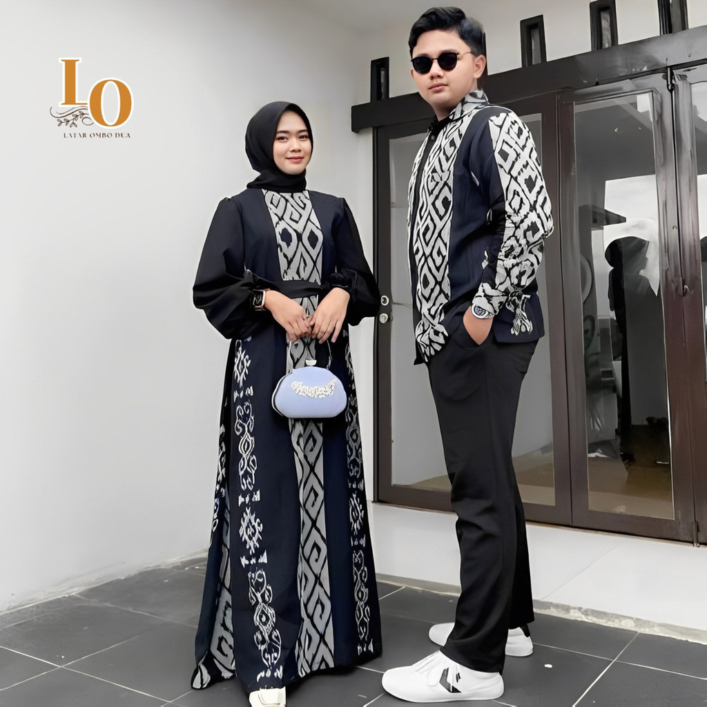 Baju Batik Tenun Couple Kondanggan Dres Gamis Wanita Kemeja Pria HItam Vest Outer Kekinian