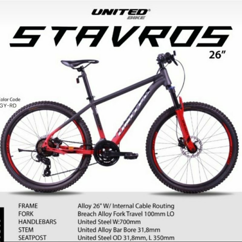 Promo Diskon... Sepeda Gunung MTB 26 inch Stavros by United