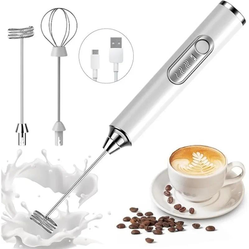 1pcs Coffee Milk Frother Blender 3 Speeds Adjustable Handheld Milk Frother Stainless Steel Electric 