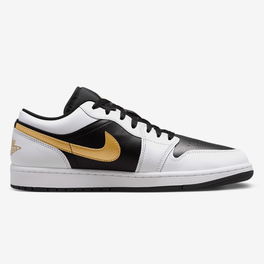 Sepatu Sneakers Pria Nike Air Jordan 1 Low White Metallic Gold (553558-172) Original