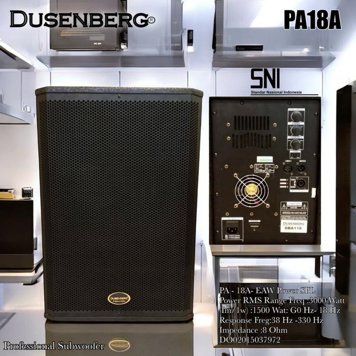 Subwoofer Sub Bass 18 inch Dusenberg Pa18A / DBA118 Aktif 3000watt indor dan outdoor original resmi