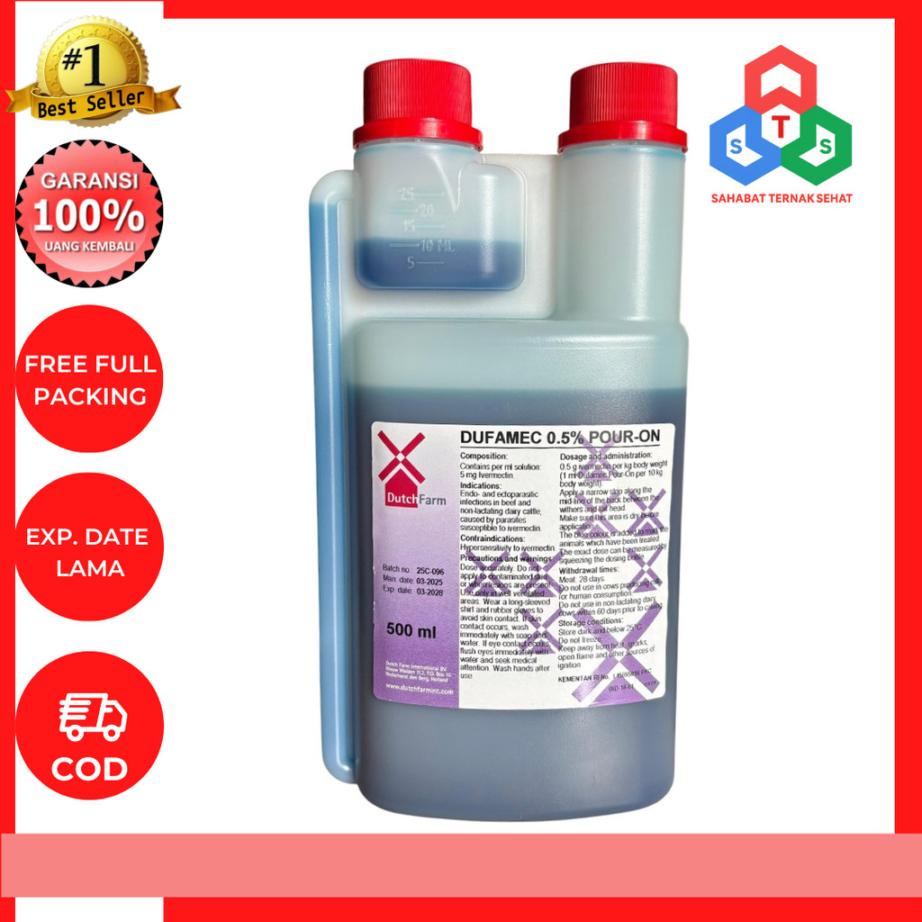 Dufamec 0,5% pour on 500 ml (i ver mec tin pour on) - Obat Gudik Scabies Cacing Kudix Gatal Tungau K