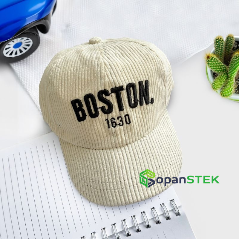 Topi Baseball Corduroy Anak Usia 1-5 Tahun Boston Bordir / Topi Baseball Anak Laki-Laki