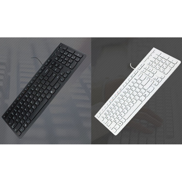 Keyboard Lenovo K5819 Wired USB Ultra-Thin 104 Tombol Hitam/Putih