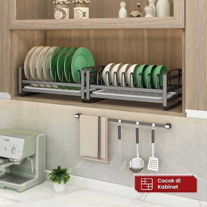 Megam Rak Piring Besi Kecil Minimalis Rak Dapur Dinding Serbaguna Tempat Sendok Gelas Pisau Stainles