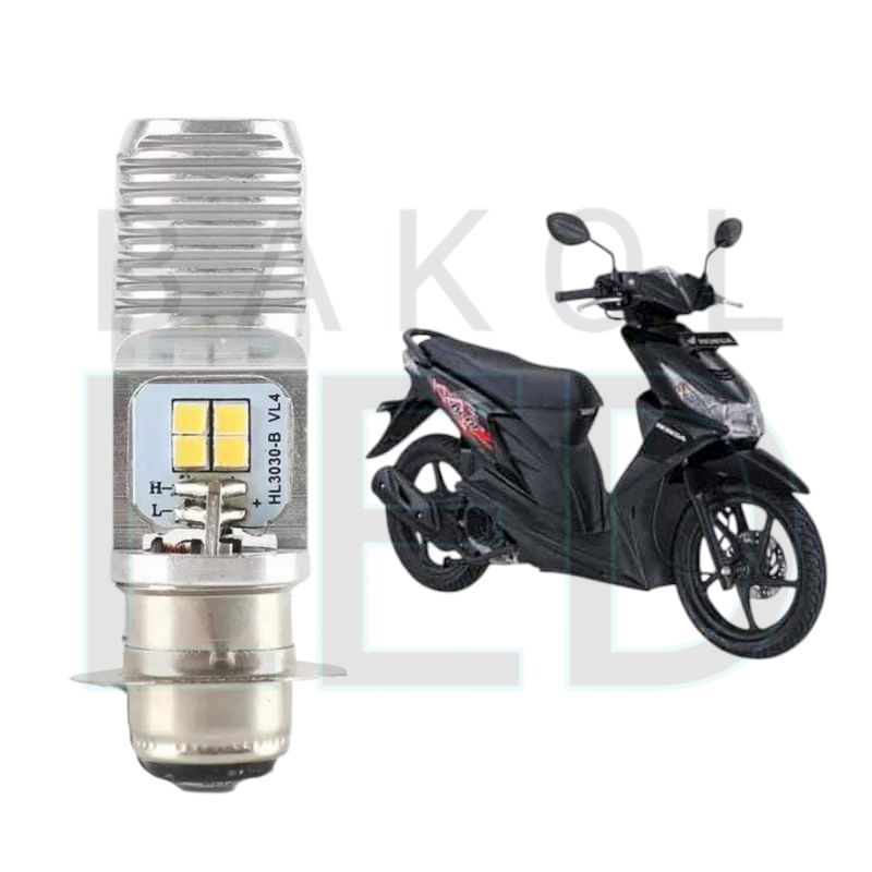 1pcs Lampu depan LED H6 6 Mata Putih terang motor Honda Beat karbu BL