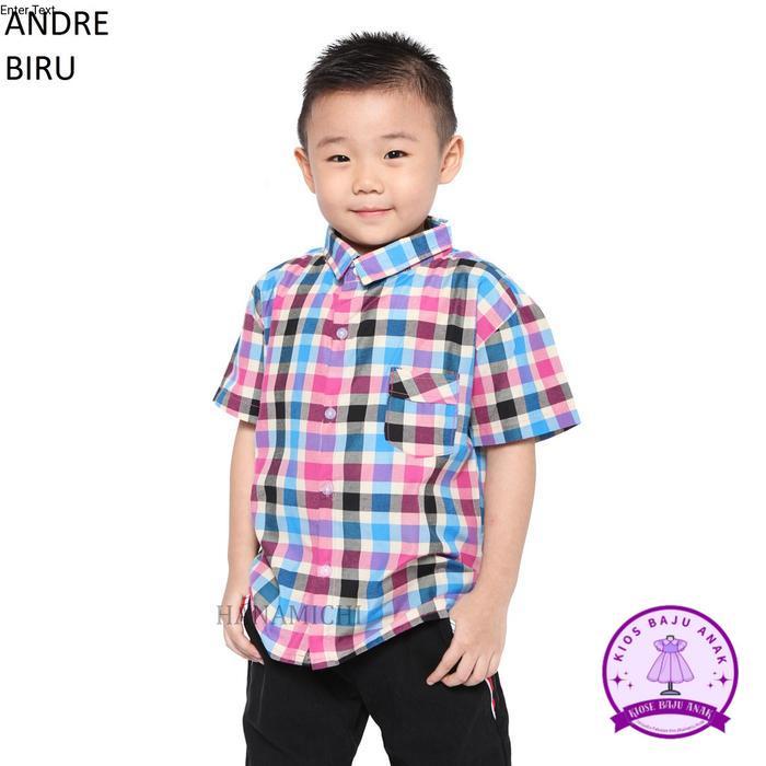Kiminori ANDRE Kemeja Anak Lengan Pendek - BIRU, S