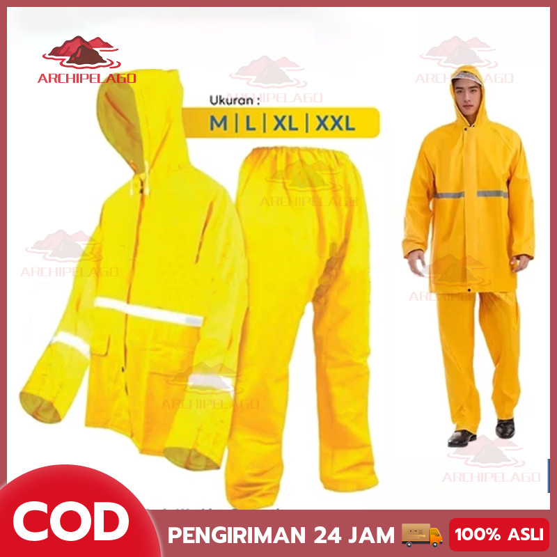 JAS HUJAN SETELAN PROYEK DEWASA WARNA KUNING BAHAN kain oxford TEBAL