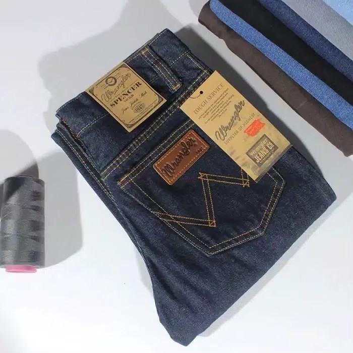 Celana Wrangler Jeans Pria Black Garment Blueblack Standar 28-38