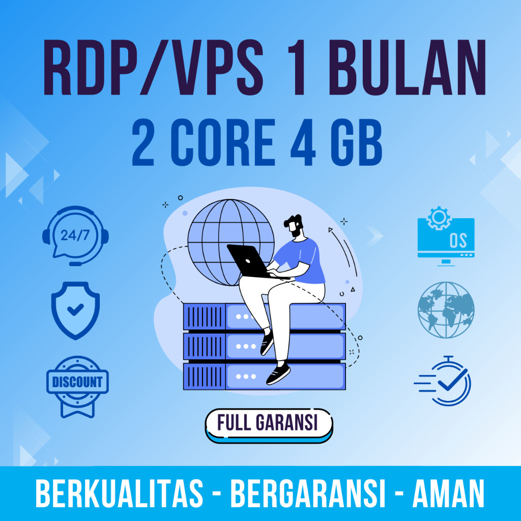 RDP / VPS 2 CORE 4 GB RAM  AKTIF 1 BULAN FULL GARANSI