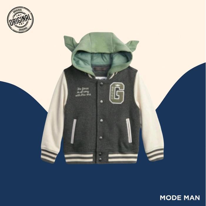 Gap Baby Star Wars Varsity Jacket – Jaket Bayi Rajut Hoodie Charcoal Gray 12–18 Bulan 100% ginal