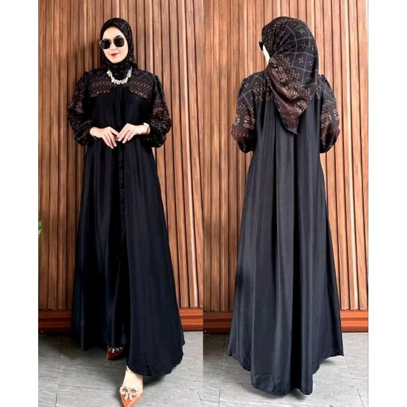 Slavina Set Gamis Hijab Rayon Mix Twill Diamond Premium Dress Busui Friendly