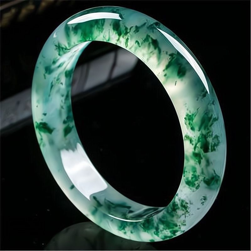 Gelang Jade Permaisuri Myanmar, gelang batu giok, gelang batu giok, bunga es, bunga hijau, lingkaran