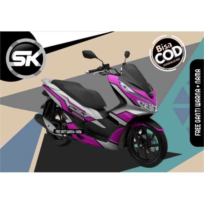 Stiker Motor sticker decal full body Honda PCX putih pink Murah  Berkwalitas