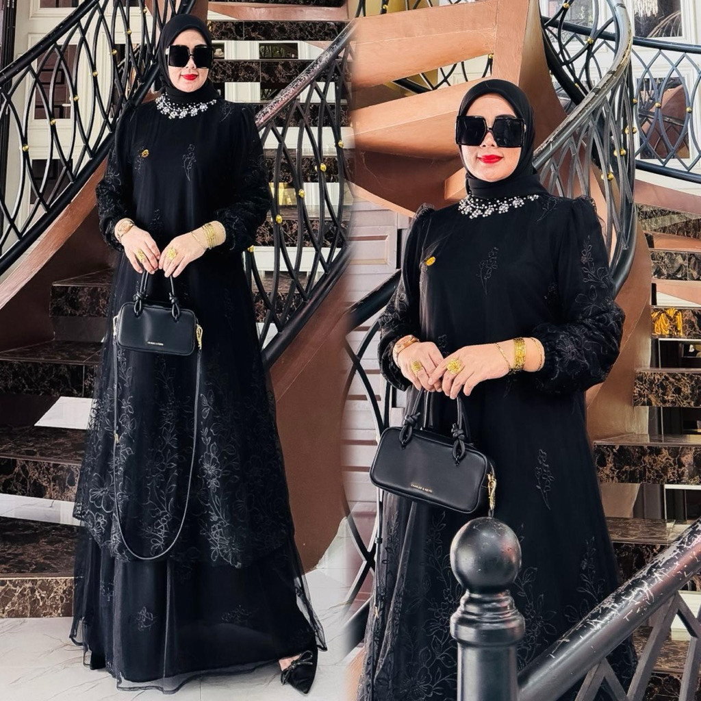 Rayya Collection Gamis Set Segi 4 By April Black READY RUMAH GAMIS SURABAYA
