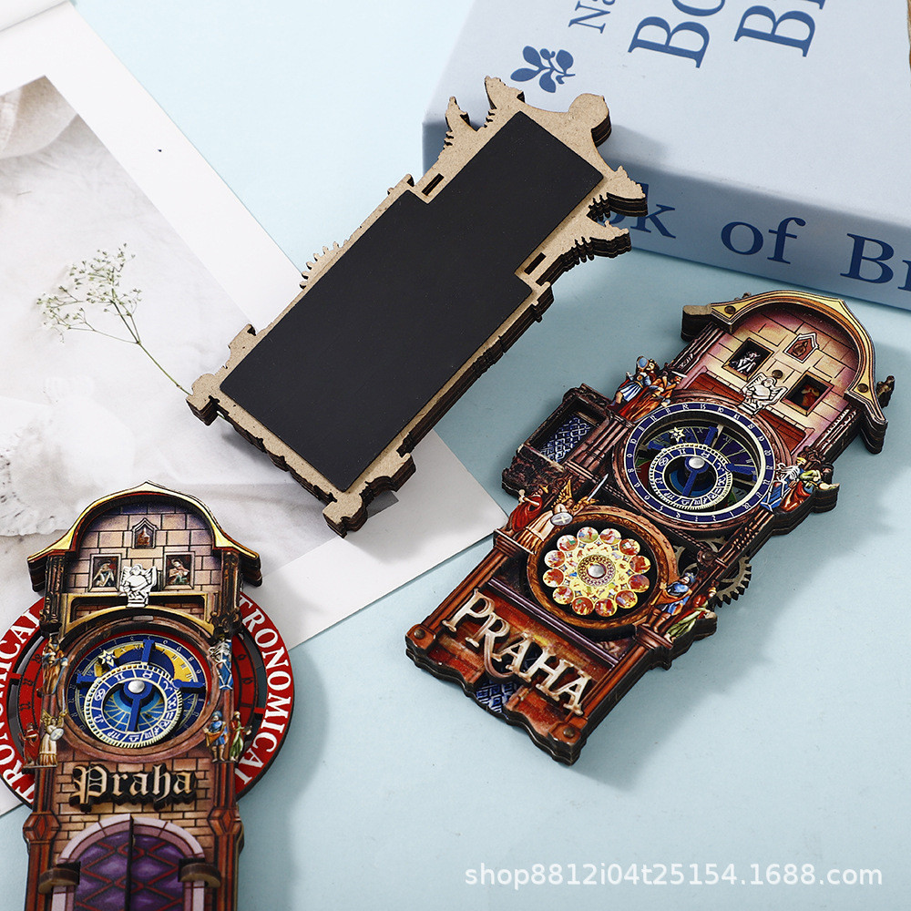 Magnet Kulkas Kayu Kreatif Tampilan Jendela 3D Gigi Kayu Vintage Magnet Kulkas