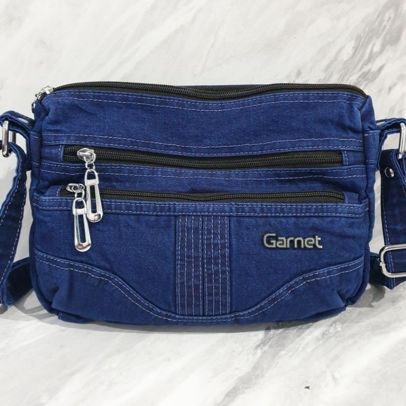 tas selempang wanita bahan jeans denim