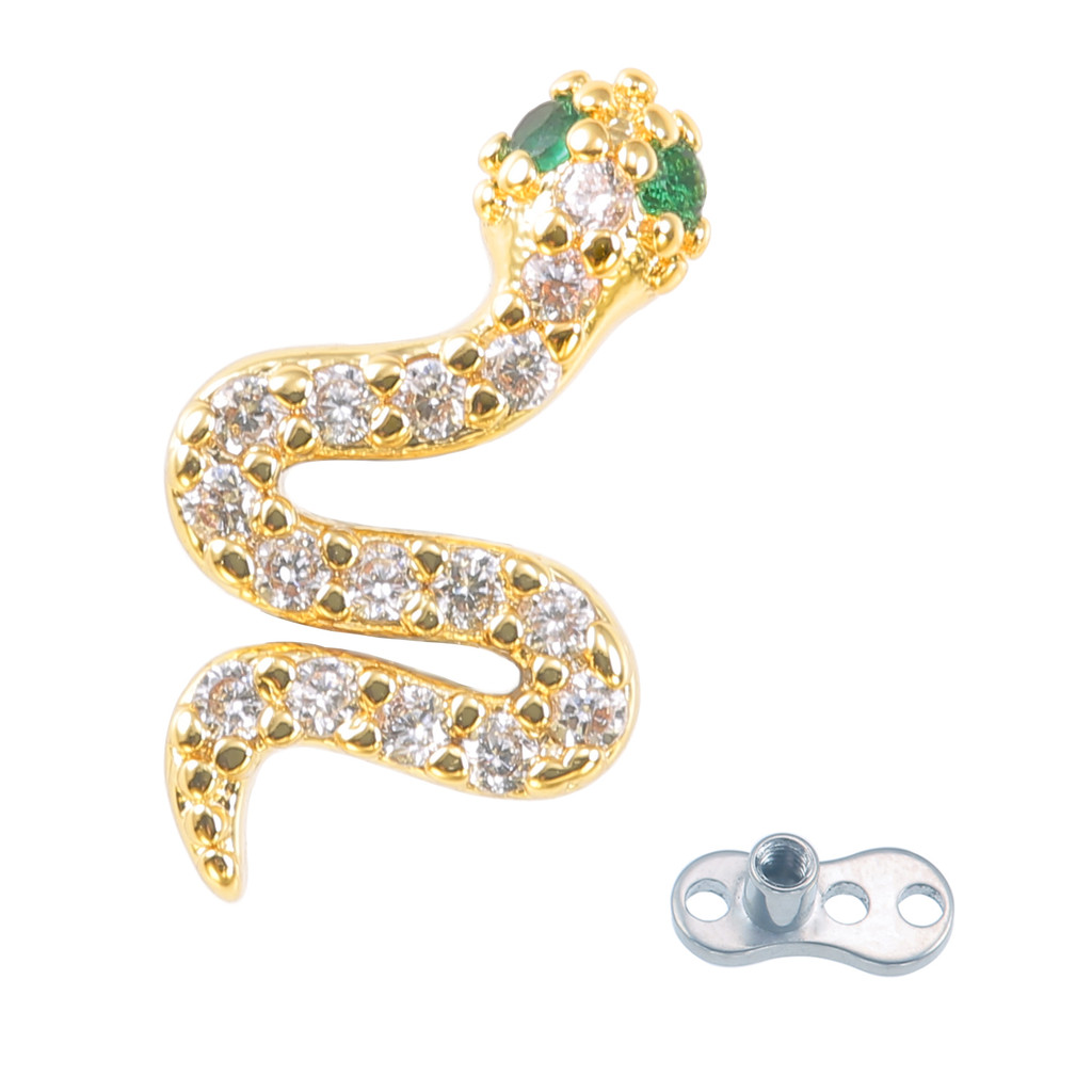 1PC Micro Dermal Anchor Piercing Top G23 Titanium Base Snake Shaped Skin Diver Surface Implant Derma