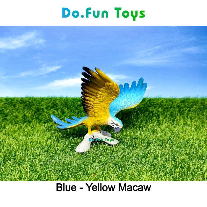 "TNKSYU" - New Macaw Animal Figure / Miniatur Mainan Binatang Burung Macaw - Blue Yellow Mainan