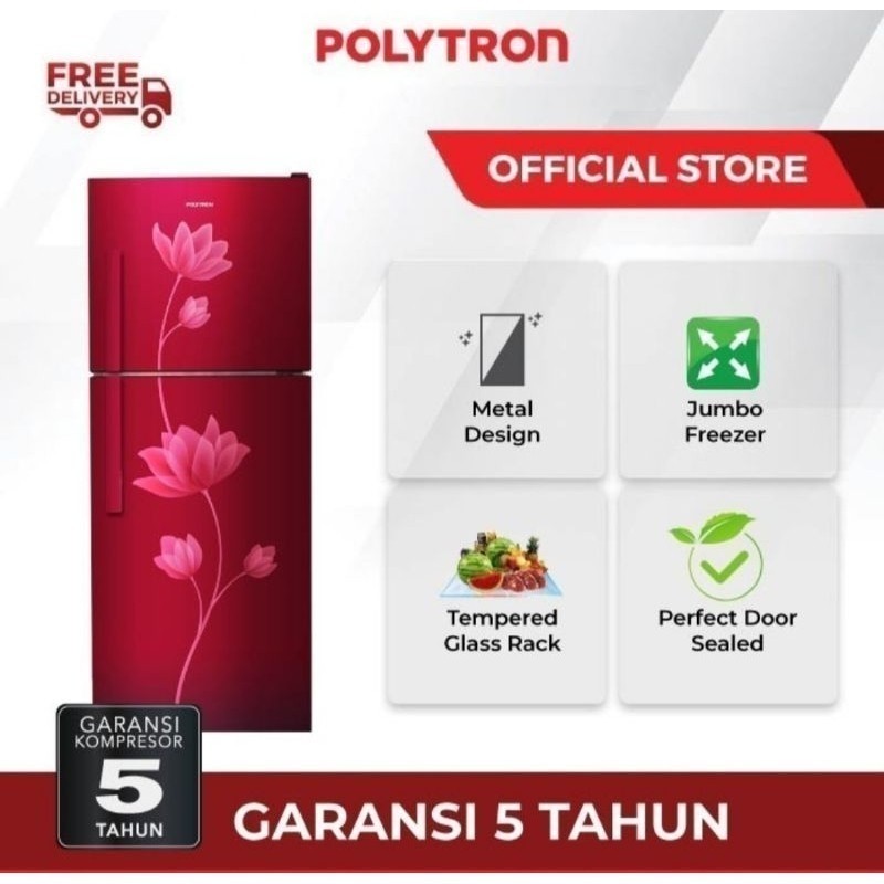 KULKAS POLYTRON 2PINTU PRB 219 LEMARI ES KULKAS 2 PINTU 210 LITER / PRB219 GARANSI RESMI LAMPUNG
